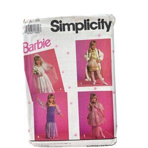 90s Simplicity 7430 Barbie Dress Up Costumes Sewing Pattern Size A 3-8 UNCUT